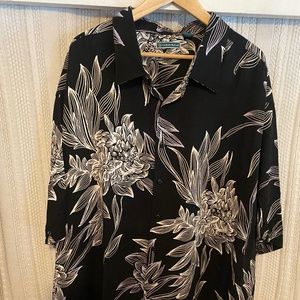 CUBAVERA BLACK WHITE FLORAL MENS SHIRT SZ 4XLT